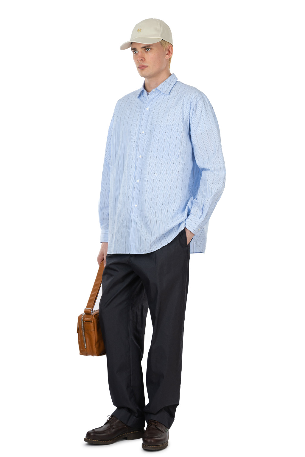 Nanamica (NAN) - Regular Collar Stripe Wind Shirt - Sax