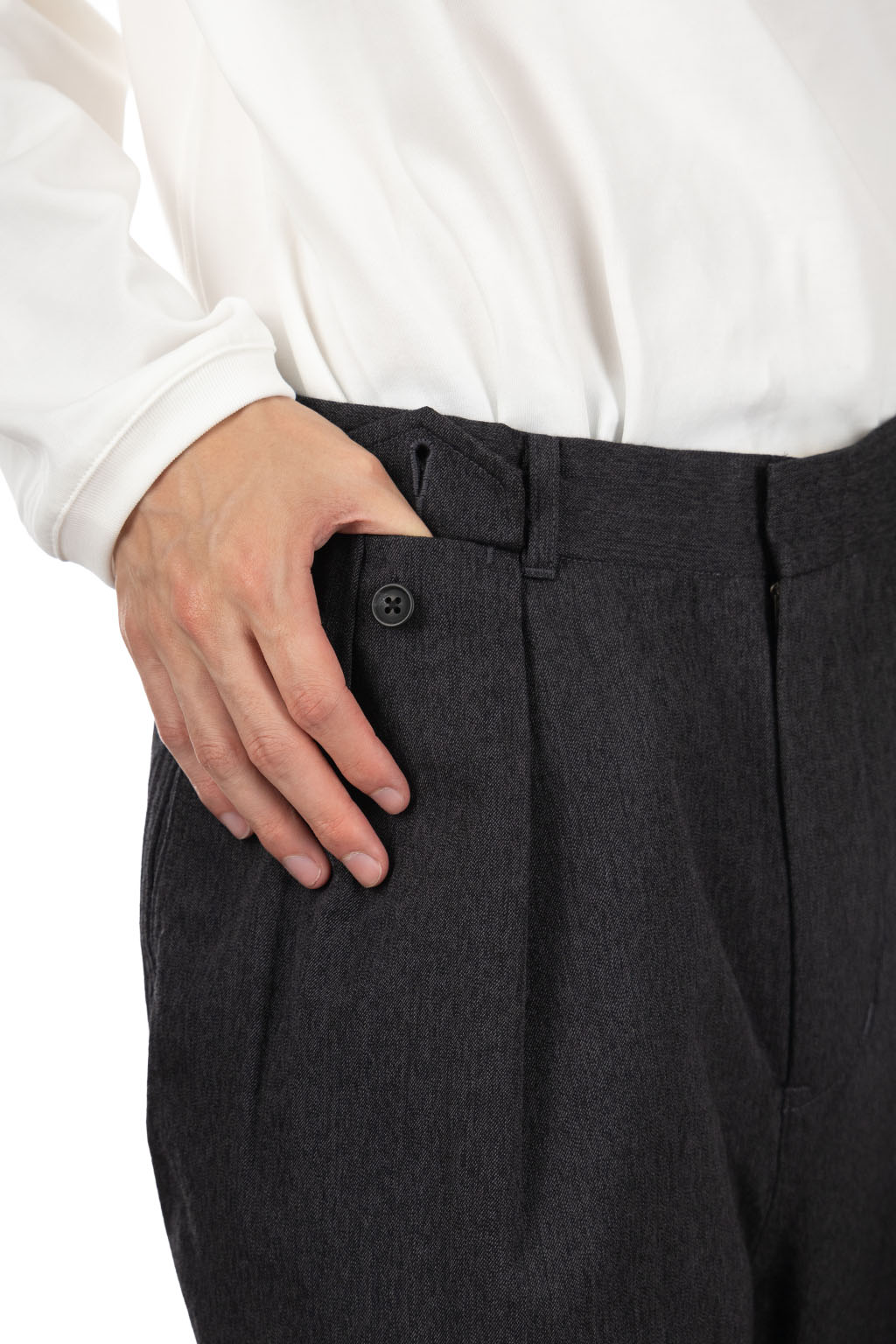 Nanamica (NAN) - Wool Gabardine Pleat Pants - Charcoal