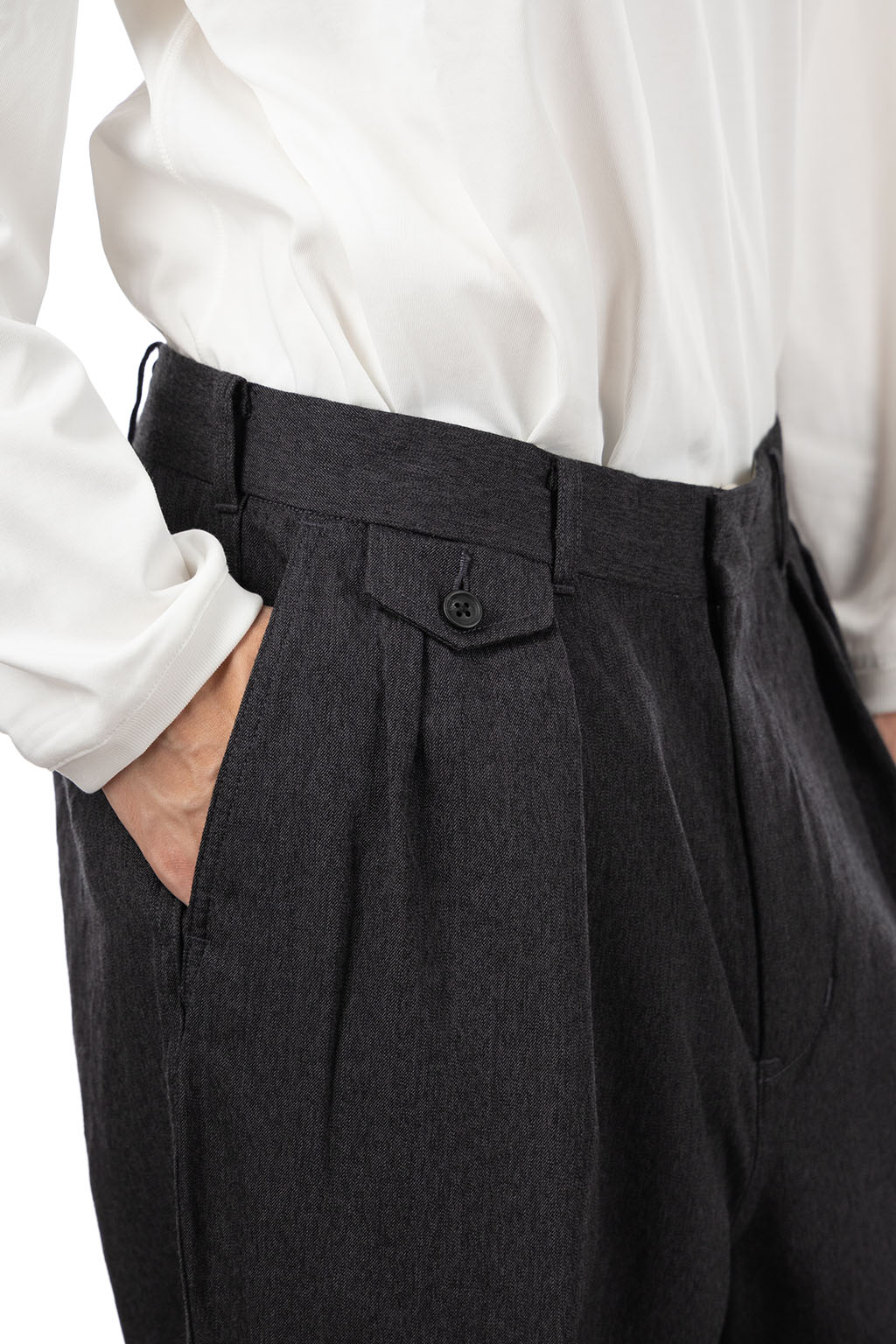 Nanamica (NAN) - Wool Gabardine Pleat Pants - Charcoal