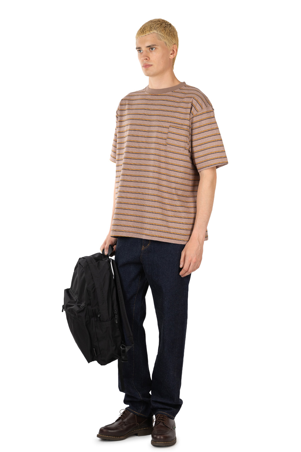 Nigel Cabourn - 7.8oz Border Half Sleeve T-Shirt - Light Brown