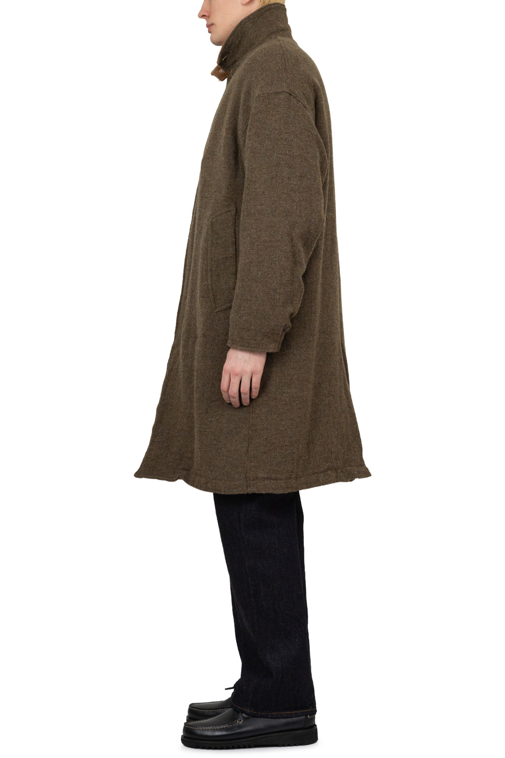 Nonnative - Wanderer Long Puff Coat Wool Herringbone Windstopper - Coyote