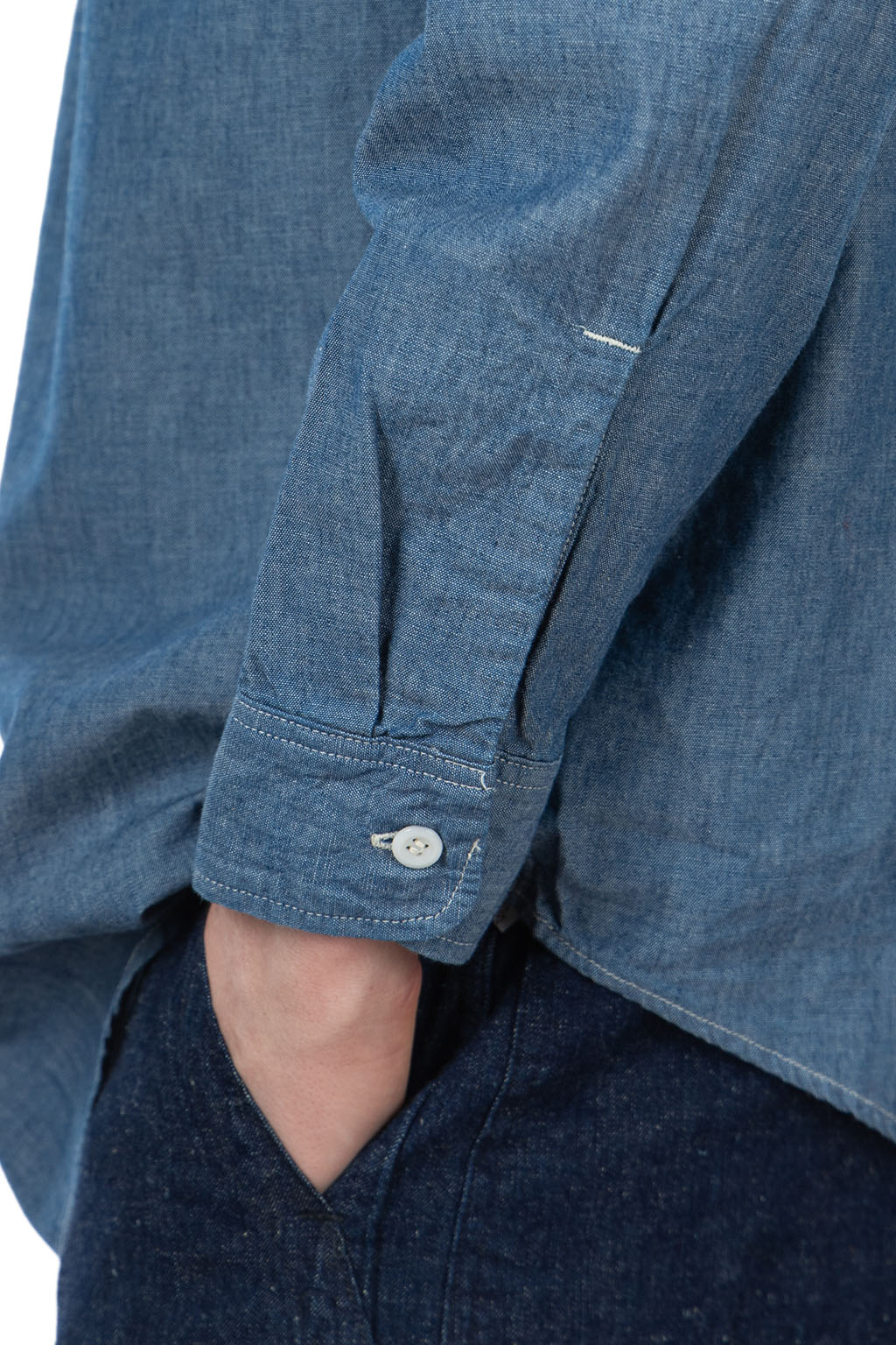 OrSlow - Chambray Work Shirt with Flap Pocket - Chambray