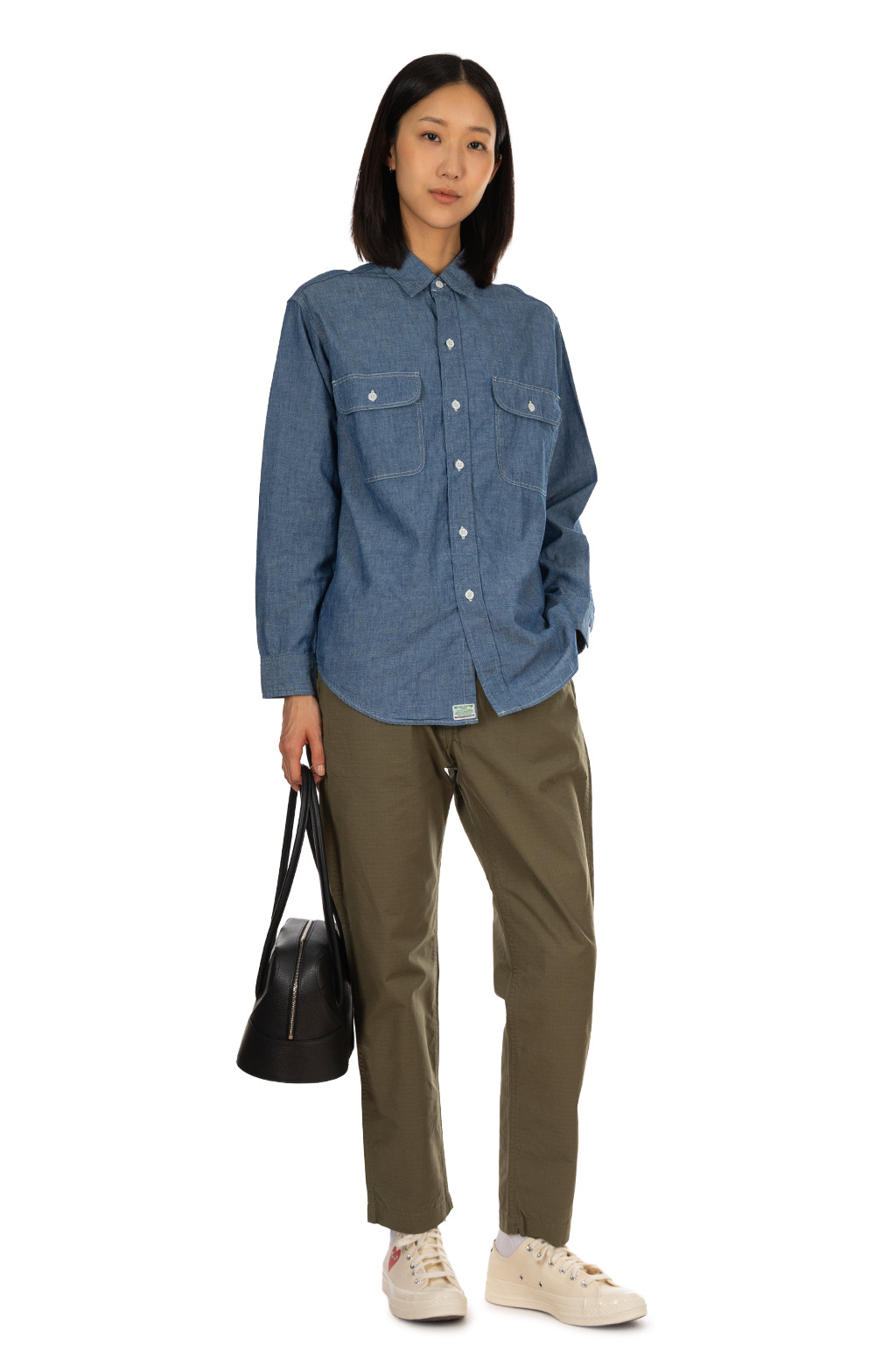 OrSlow - Chambray Work Shirt with Flap Pocket - Chambray
