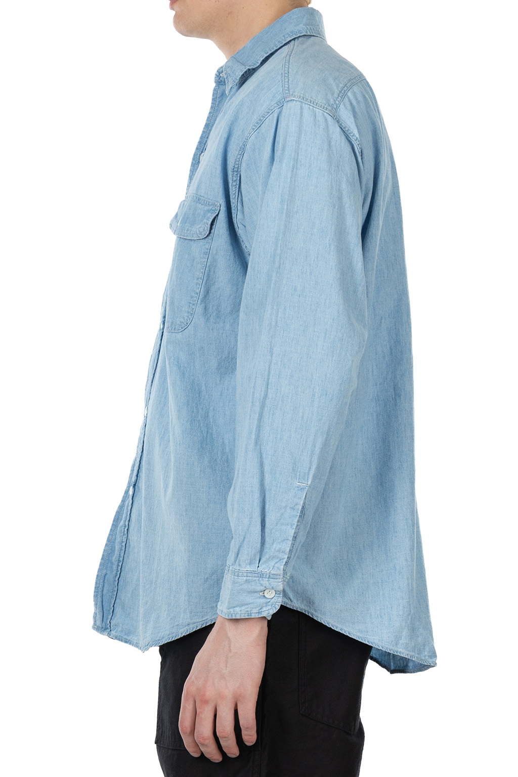 OrSlow - Chambray Work Shirt with Flap Pocket - Chambray Bleached