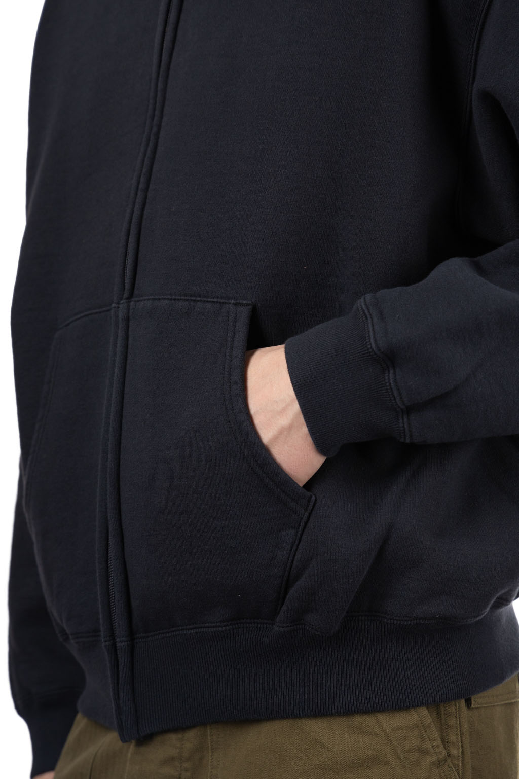 OrSlow - Front Zip Densely Knit Sweat Shirt - Dark Navy