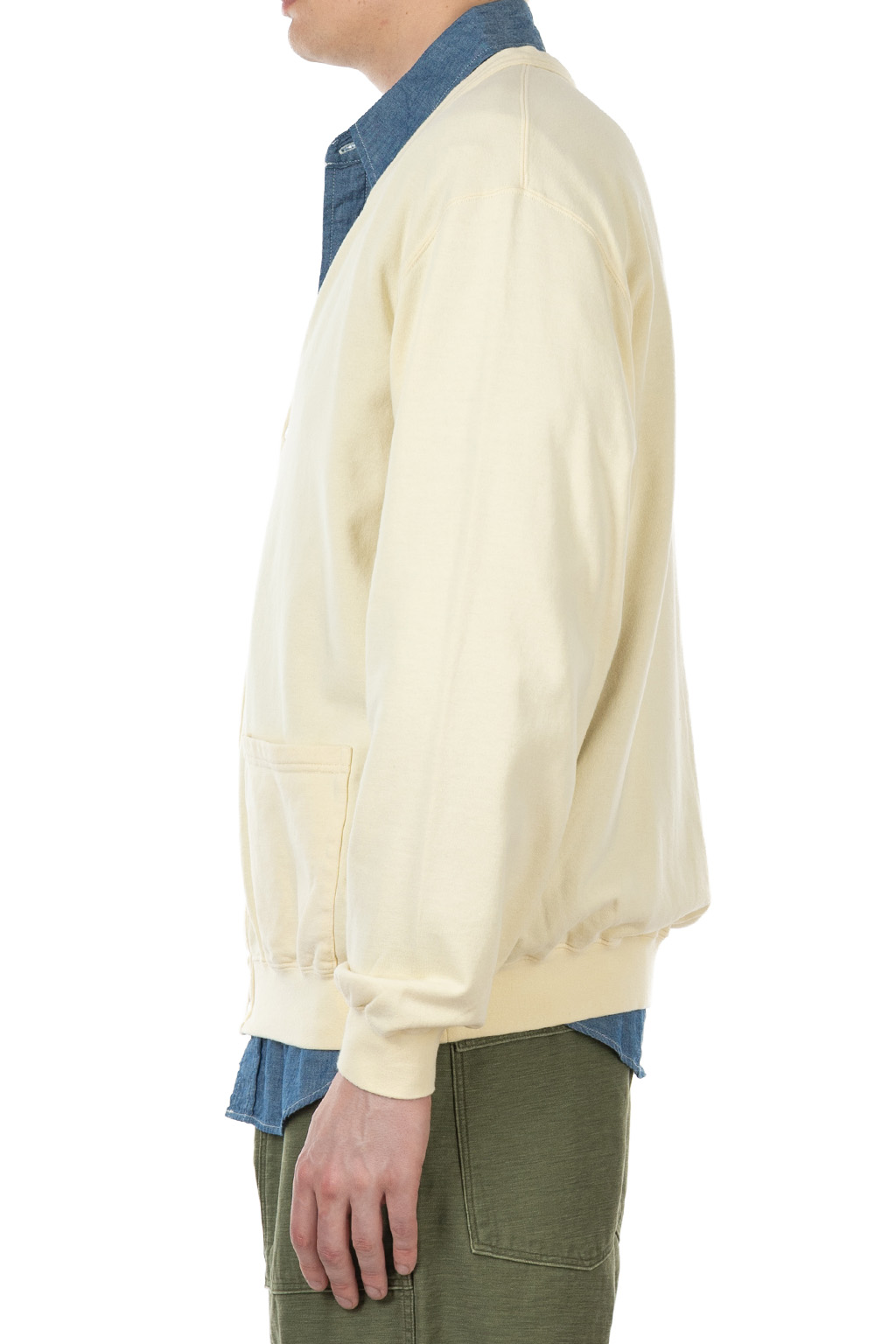 OrSlow - Light Weight French Terry Sweat Shirt Cardigan - Pale Yellow