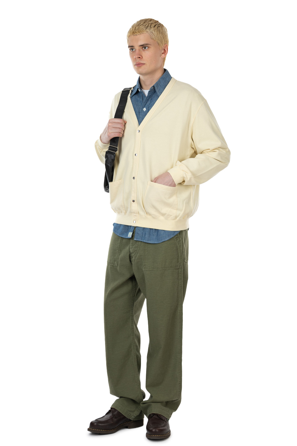 OrSlow - Light Weight French Terry Sweat Shirt Cardigan - Pale Yellow