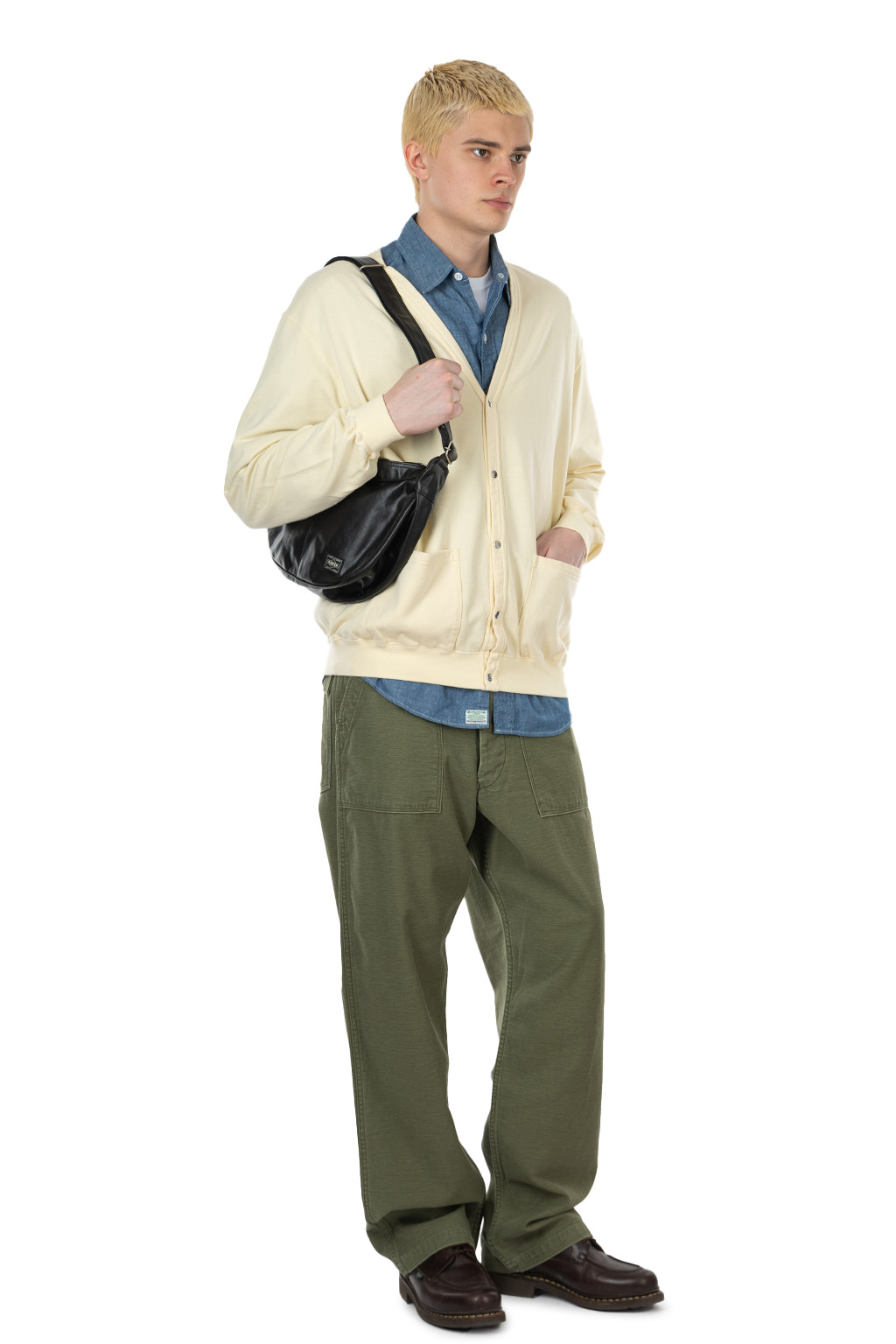 OrSlow - Light Weight French Terry Sweat Shirt Cardigan - Pale Yellow