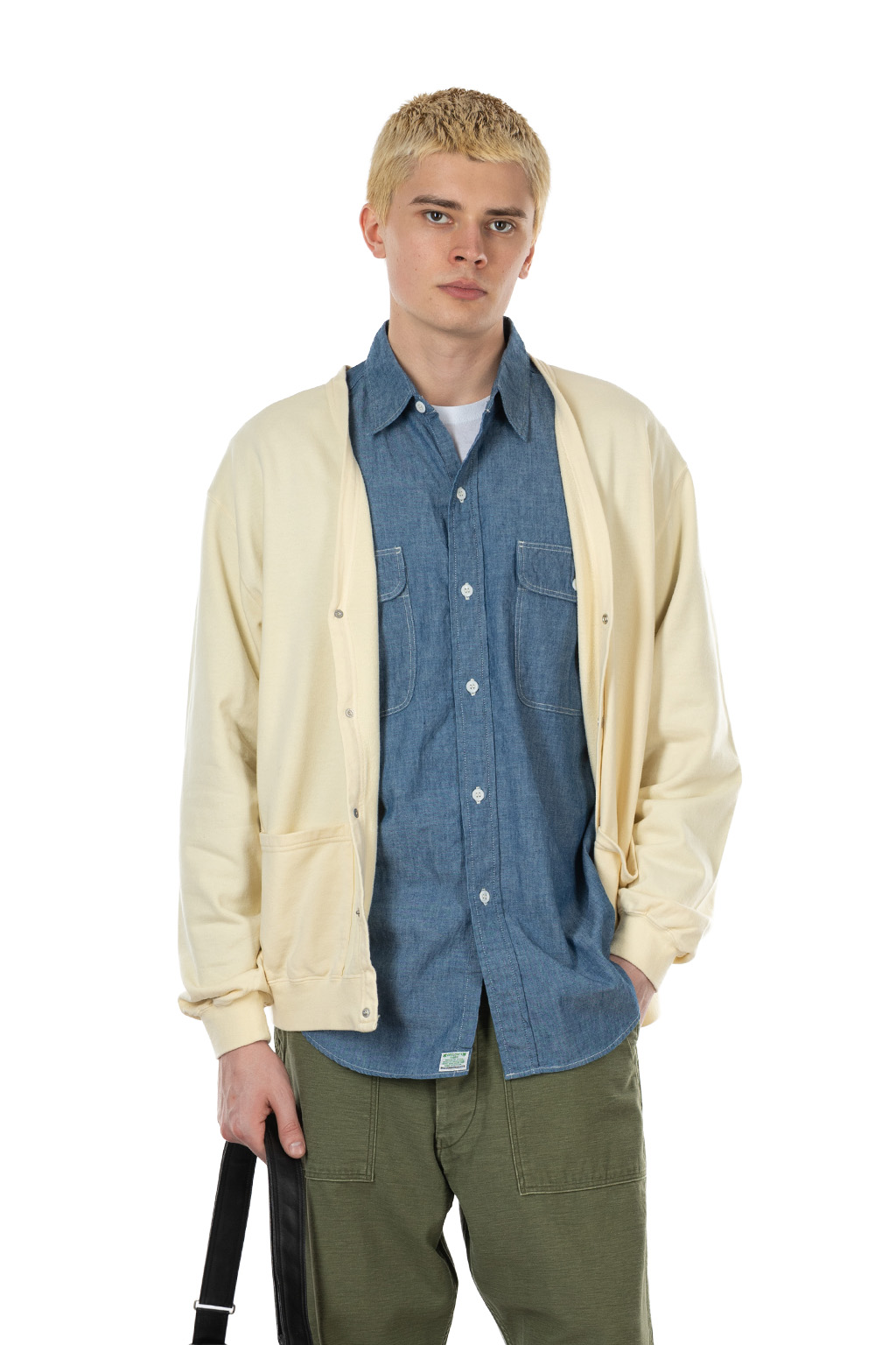 OrSlow - Light Weight French Terry Sweat Shirt Cardigan - Pale Yellow