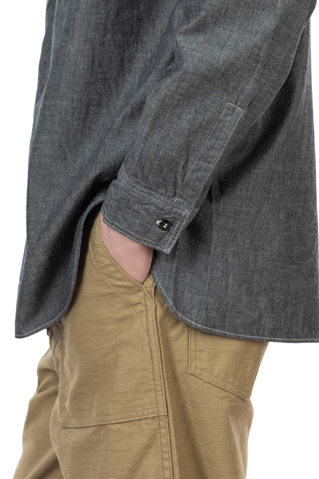 OrSlow - Relax Fit Black Chambray Work Shirt - Black