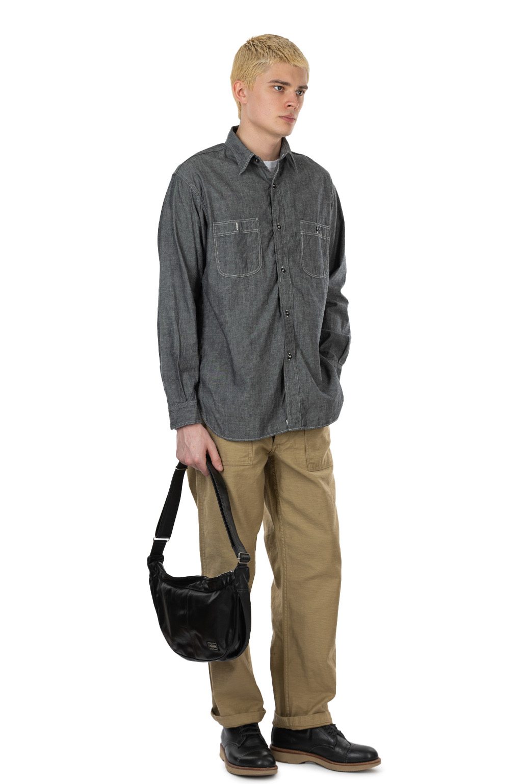 OrSlow - Relax Fit Black Chambray Work Shirt - Black