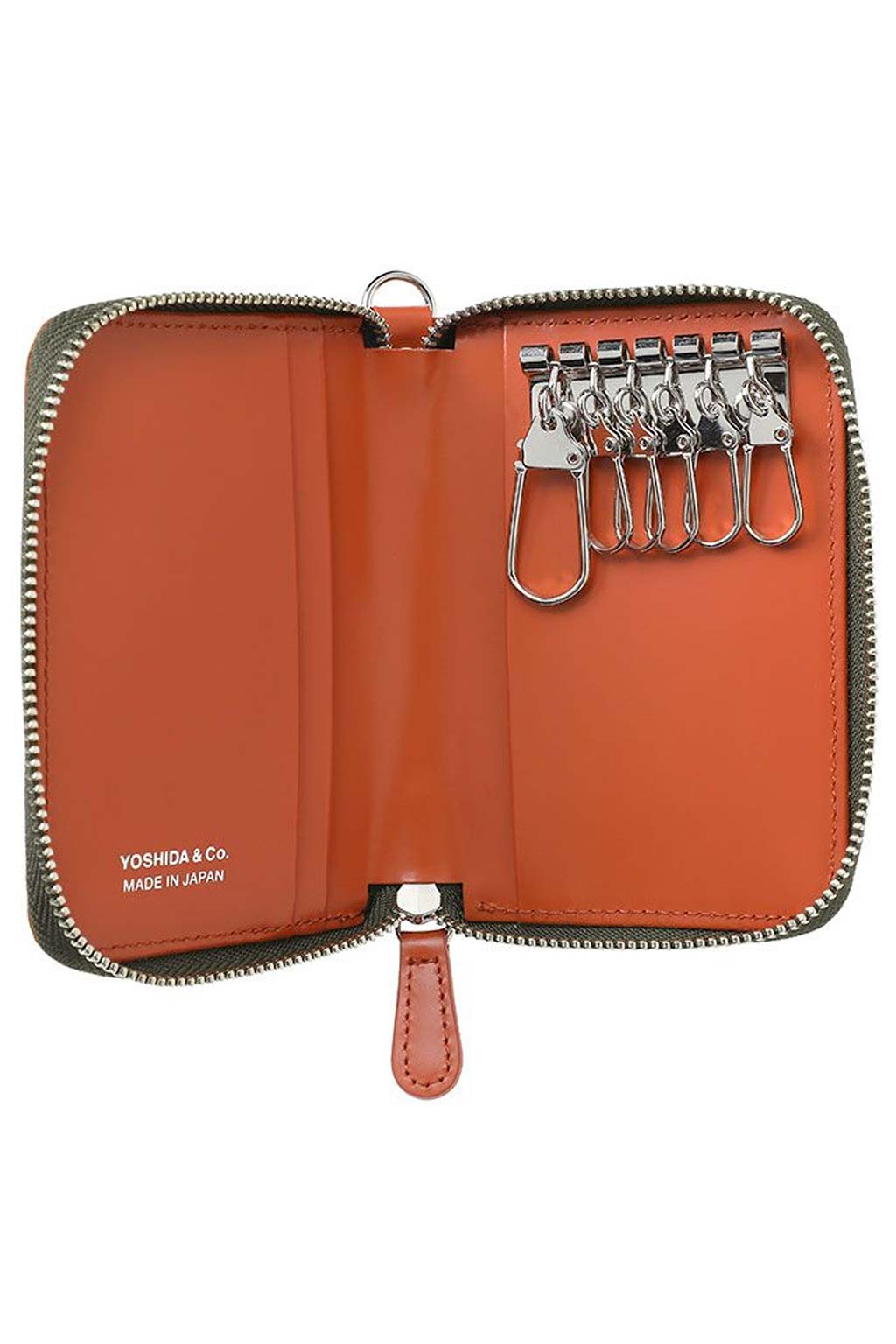 Porter Yoshida - PS Leather Wallet Zip Key Case - Black x Orange