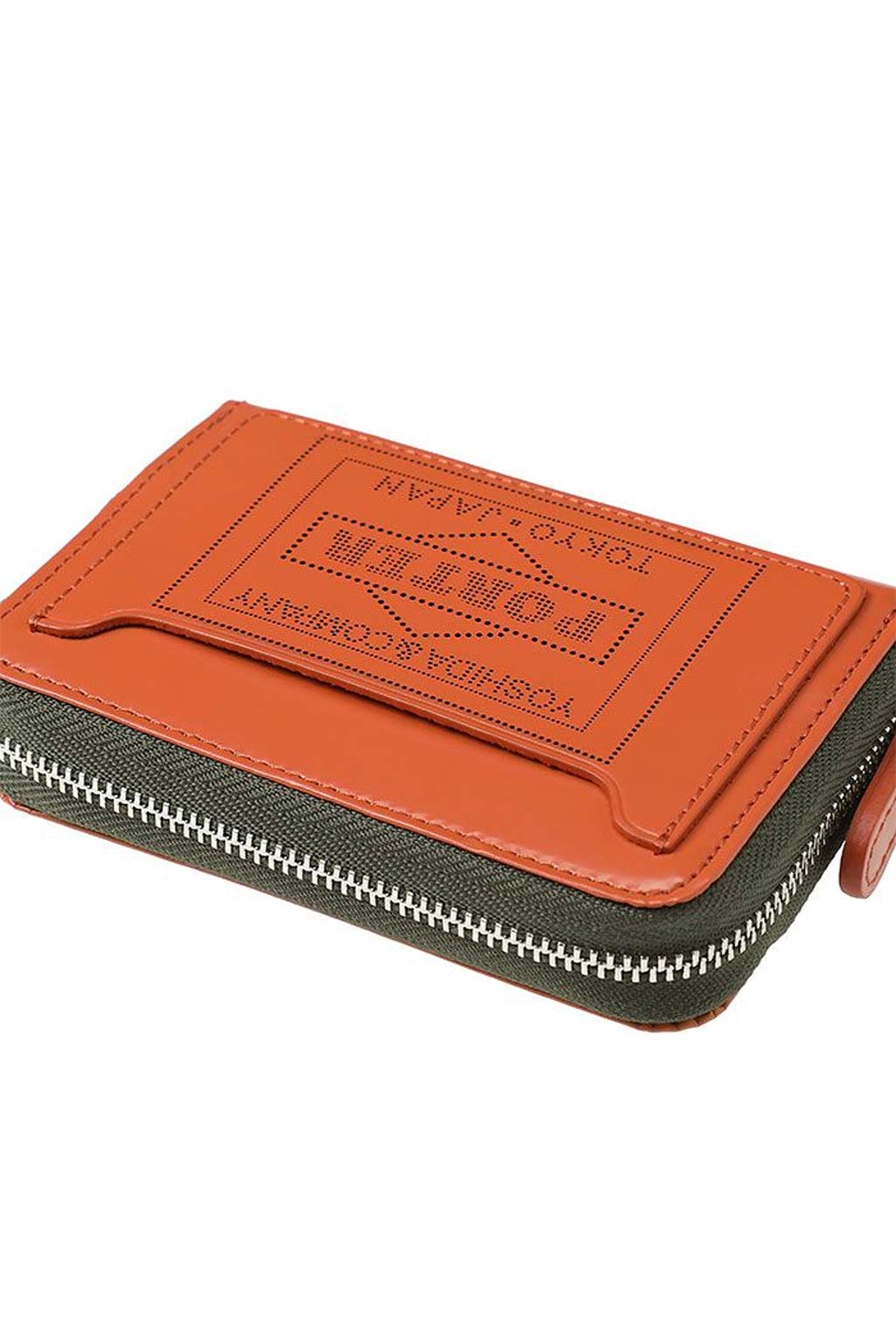 Porter Yoshida - PS Leather Wallet Zip Key Case - Black x Orange
