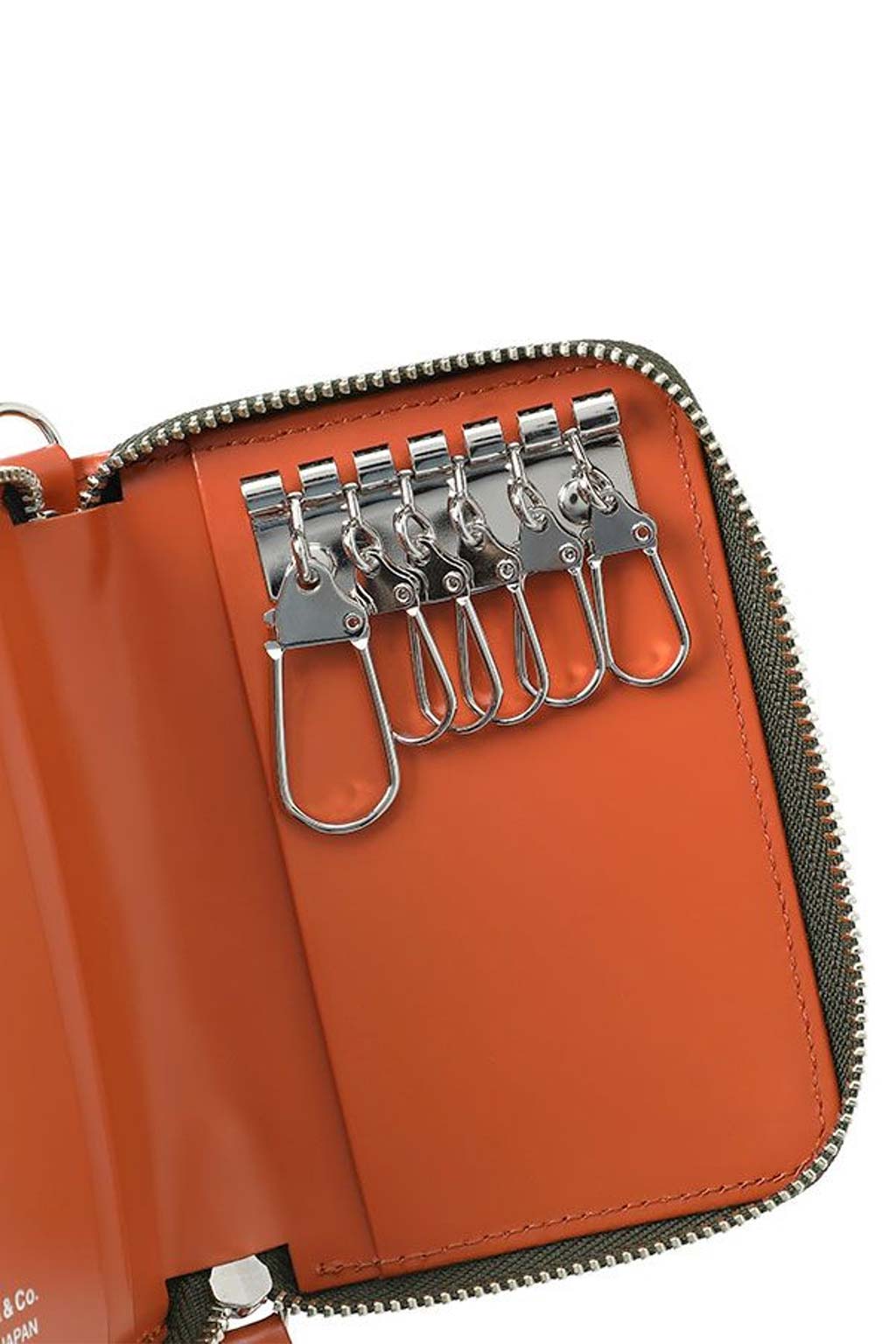 Porter Yoshida - PS Leather Wallet Zip Key Case - Black x Orange