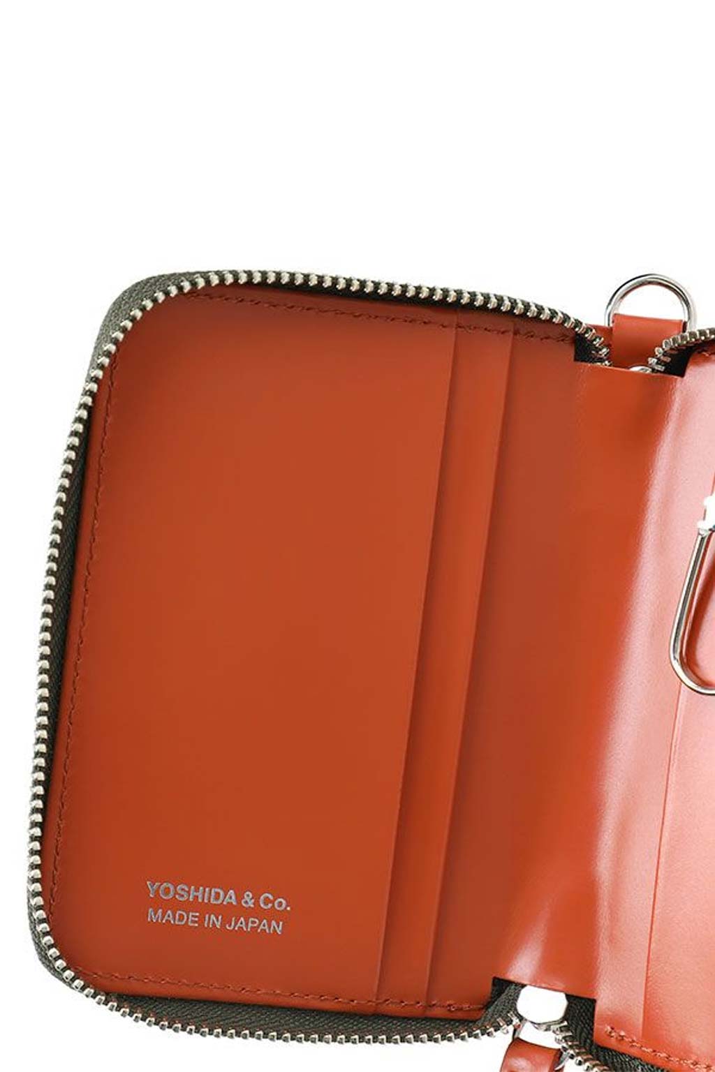 Porter Yoshida - PS Leather Wallet Zip Key Case - Black x Orange