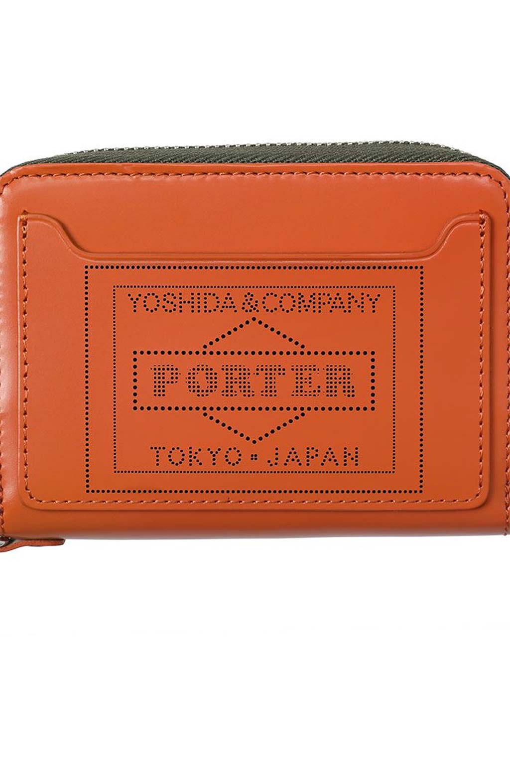 Porter Yoshida - PS Leather Wallet Zip Key Case - Black x Orange