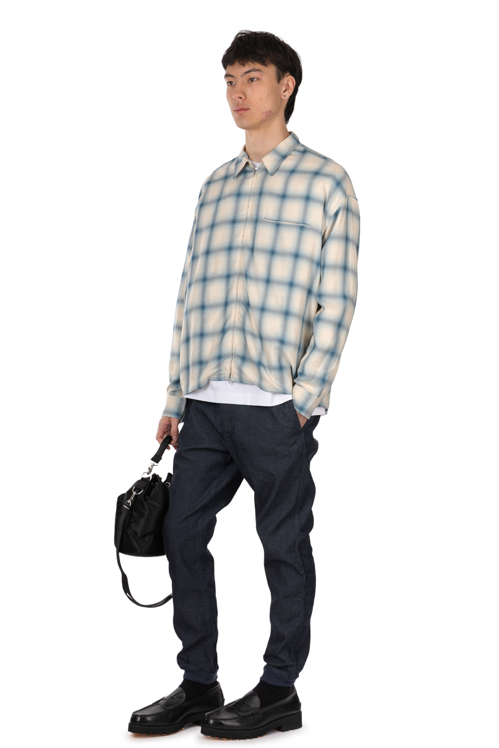 SOPHNET - DRAPE ZIP-UPSHIRT