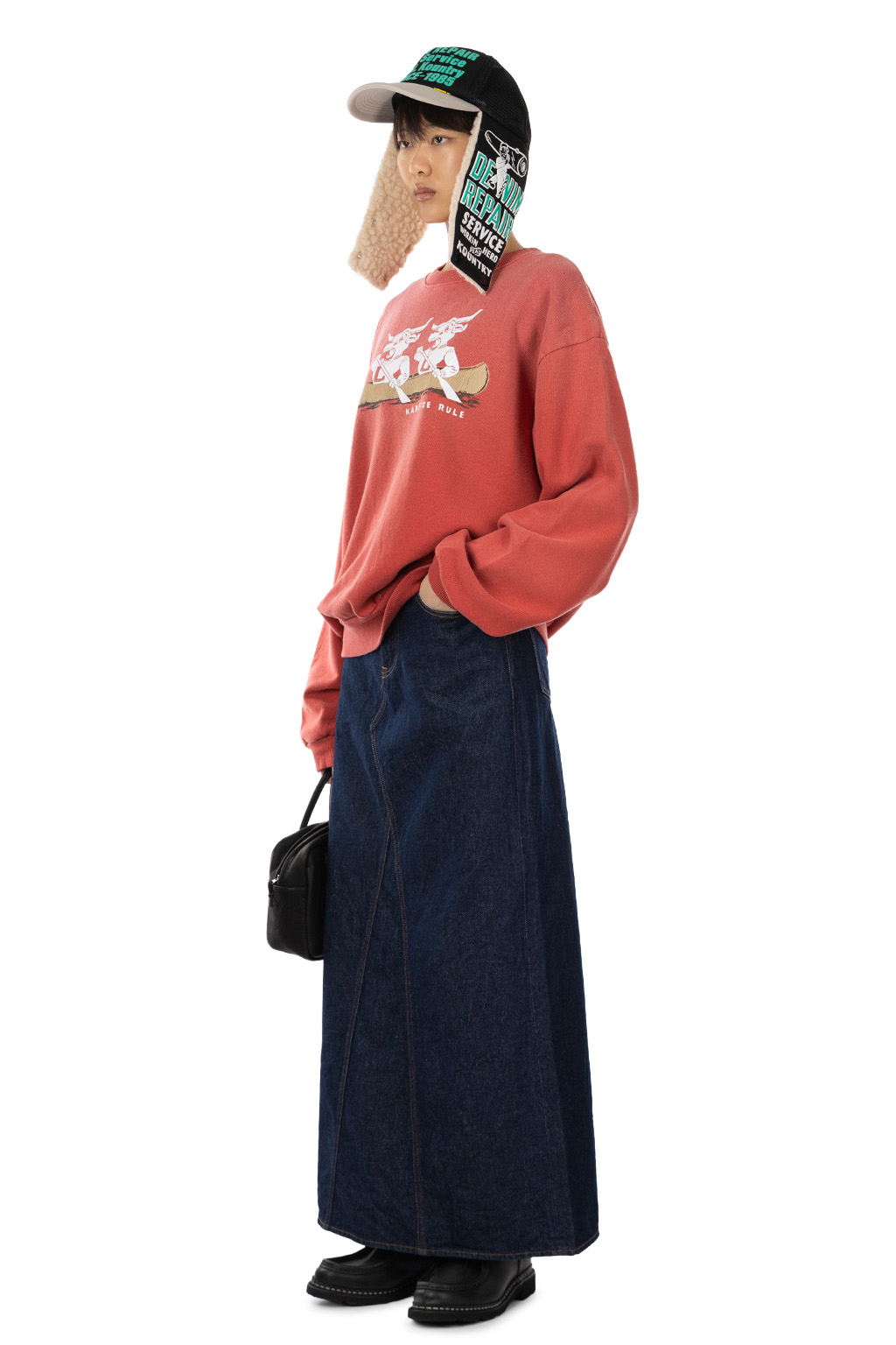 Kapital - SWT Knit Crew SWT("L" LONGHORN) - Red