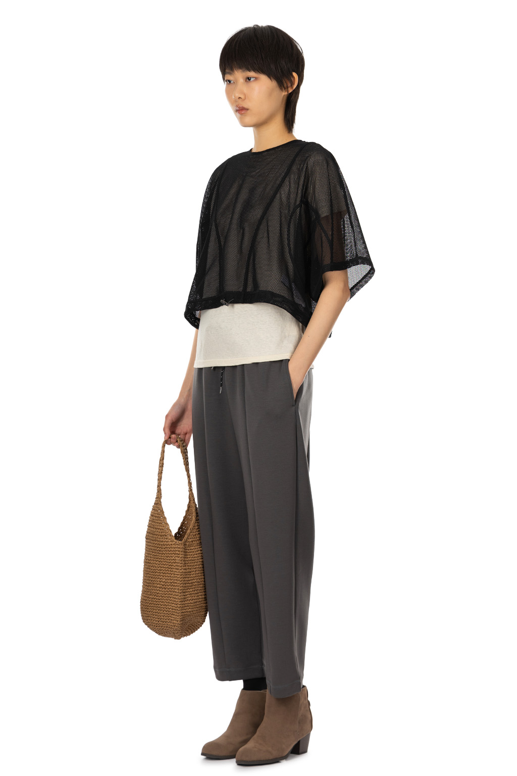 SYNTH - Dolman Sleeve Cropped T - Black