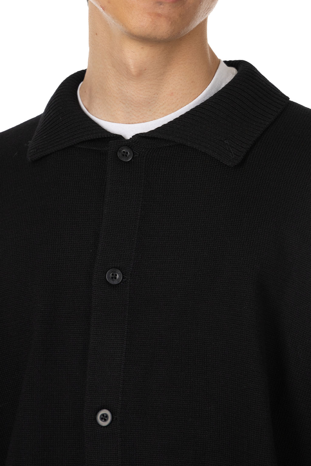 Still by hand - 10g Polo Cardigan - Black