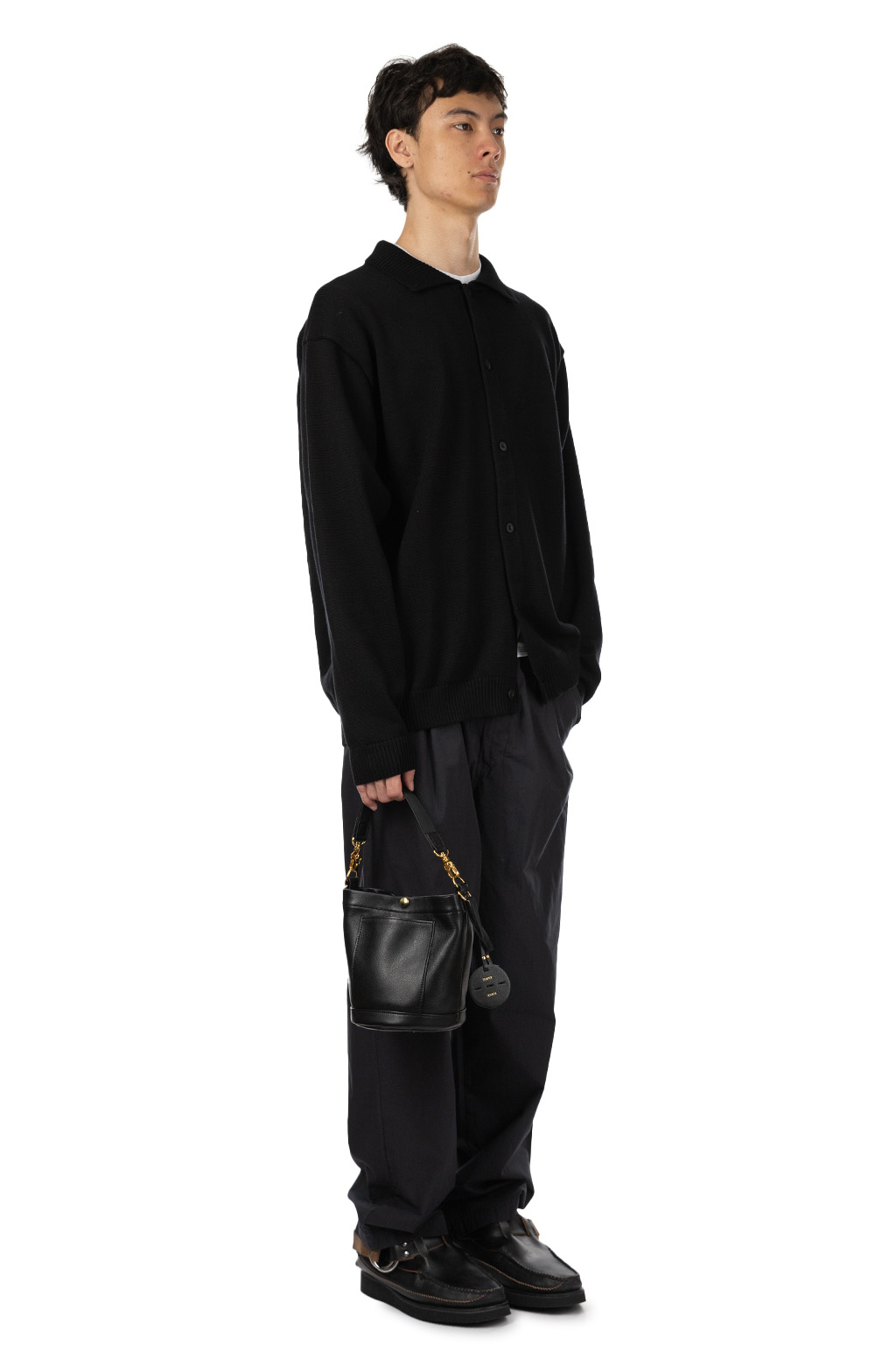 Still by hand - 10g Polo Cardigan - Black