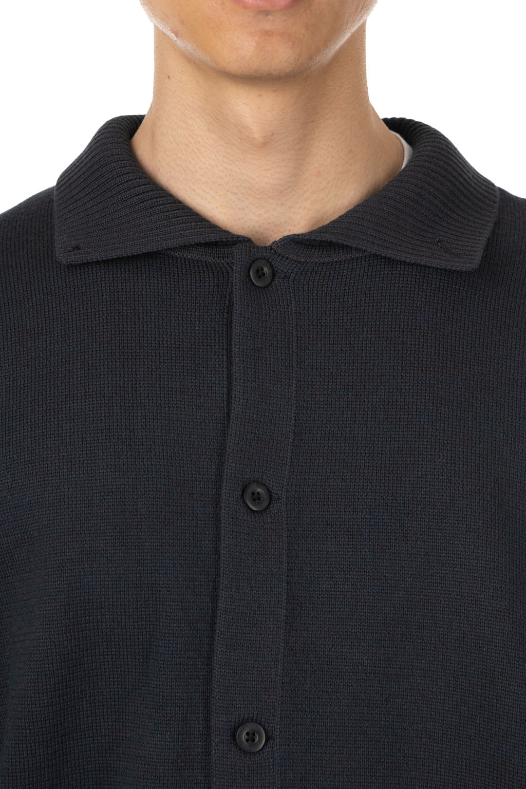 Still by hand - 10g Polo Cardigan - Blue Charcoal