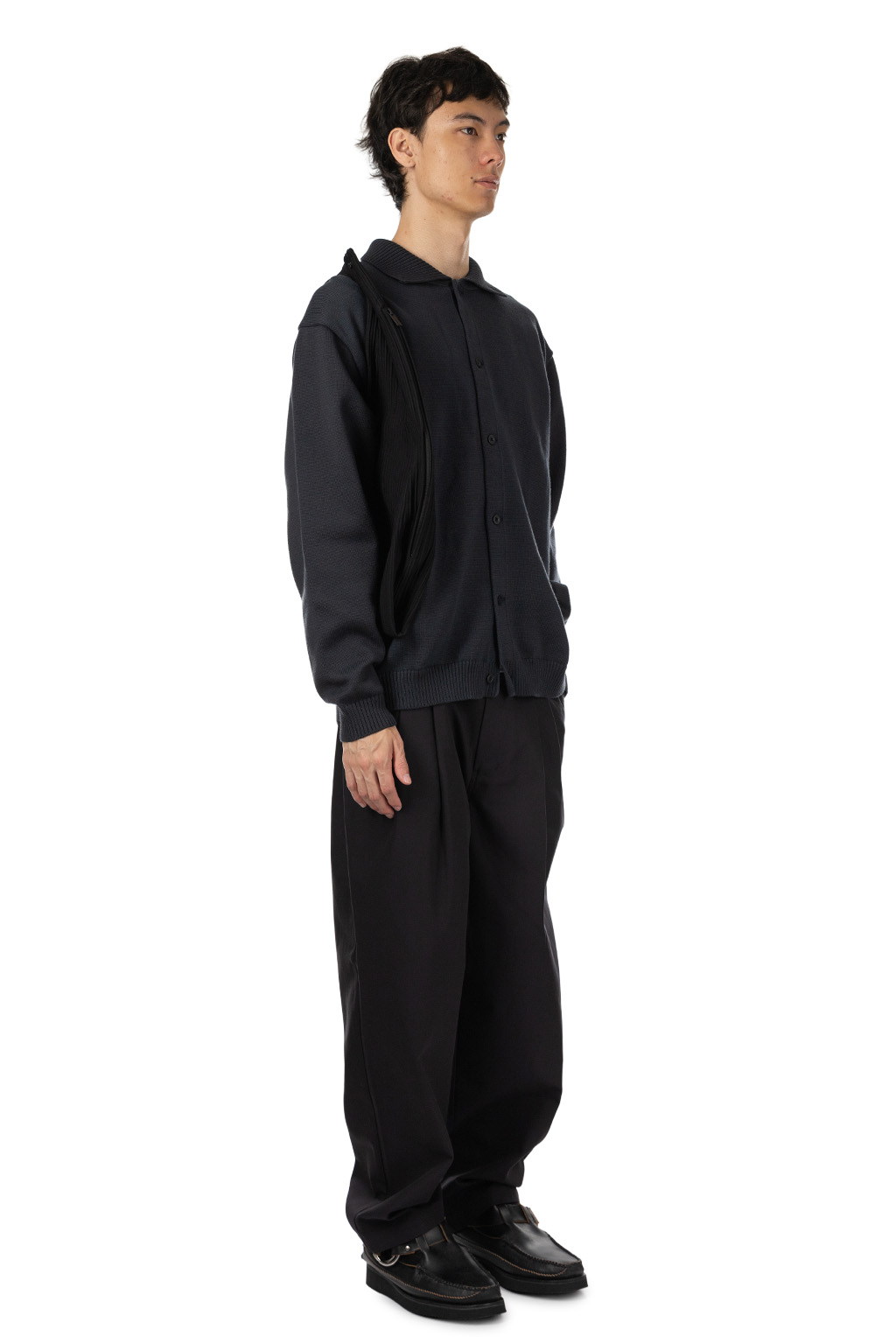 Still by hand - 10g Polo Cardigan - Blue Charcoal