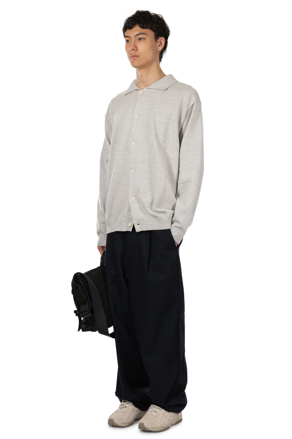 Still by hand - 10g Polo Cardigan - Light Grey