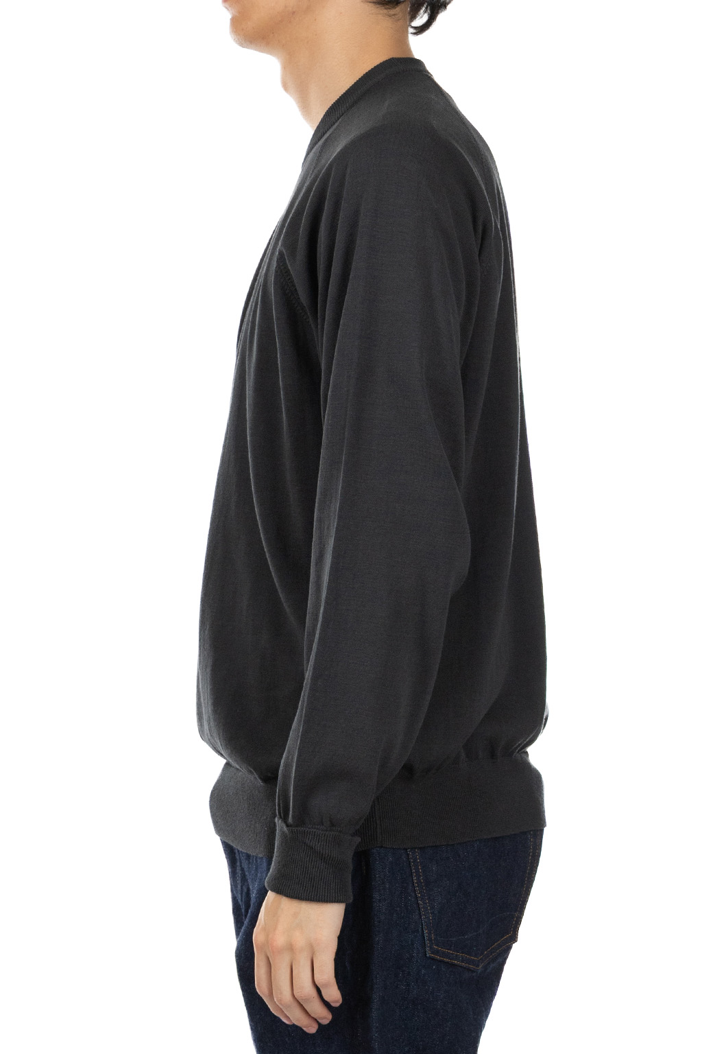 Still by hand - Cotton Silk Pullover - Green Charcoal