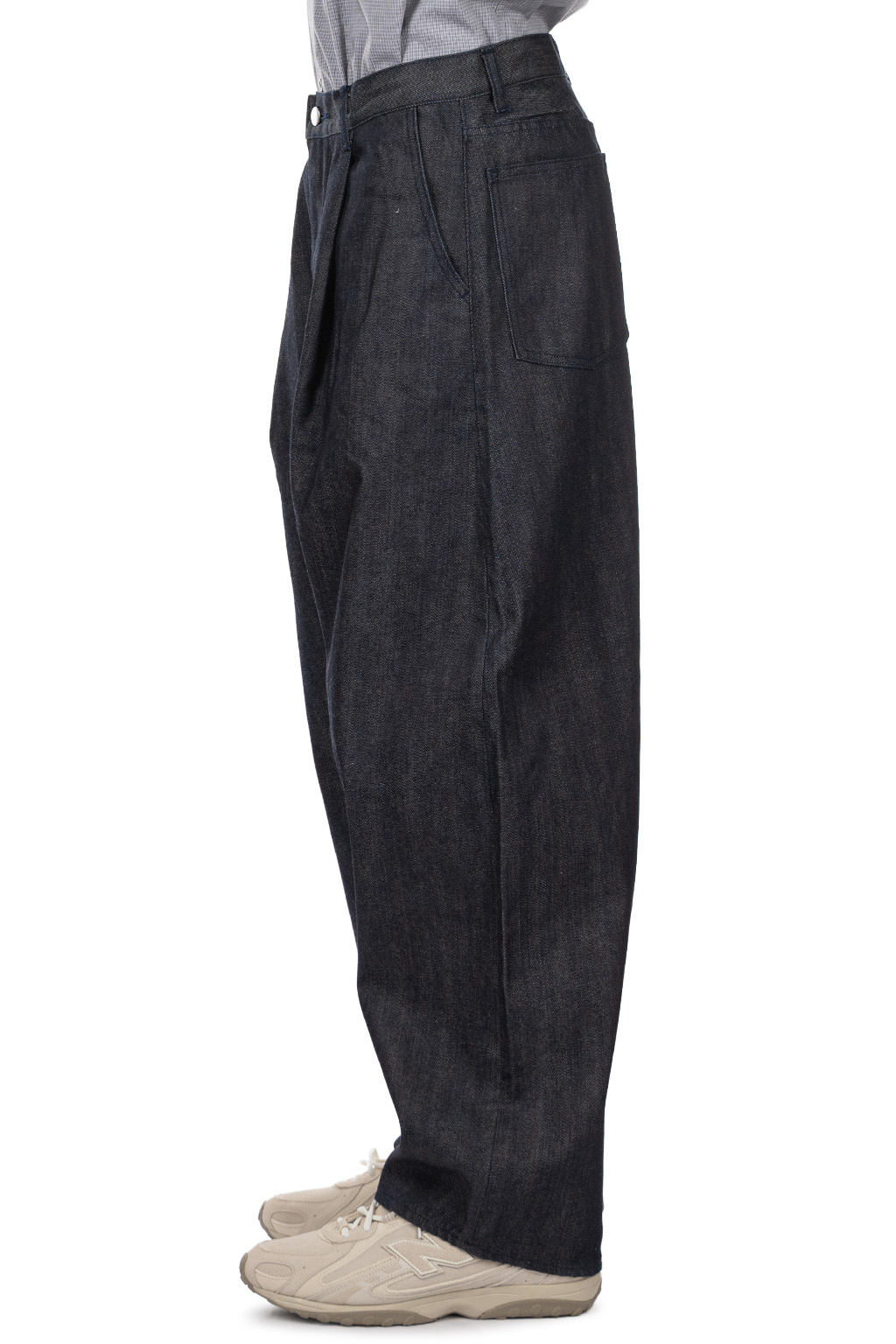 Still by hand - Deep Tuck Wide Denim  Pants - Navy