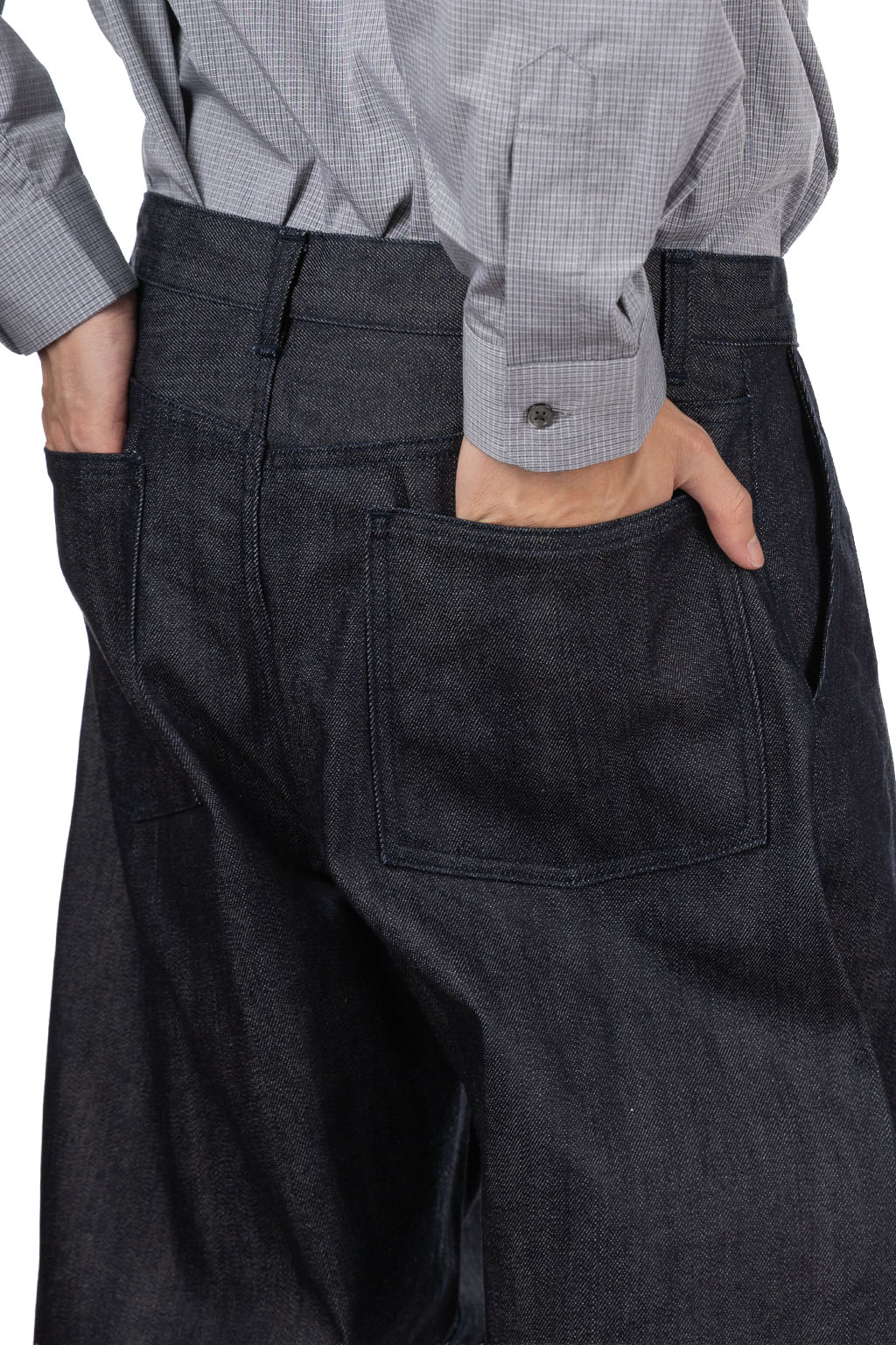 Still by hand - Deep Tuck Wide Denim  Pants - Navy