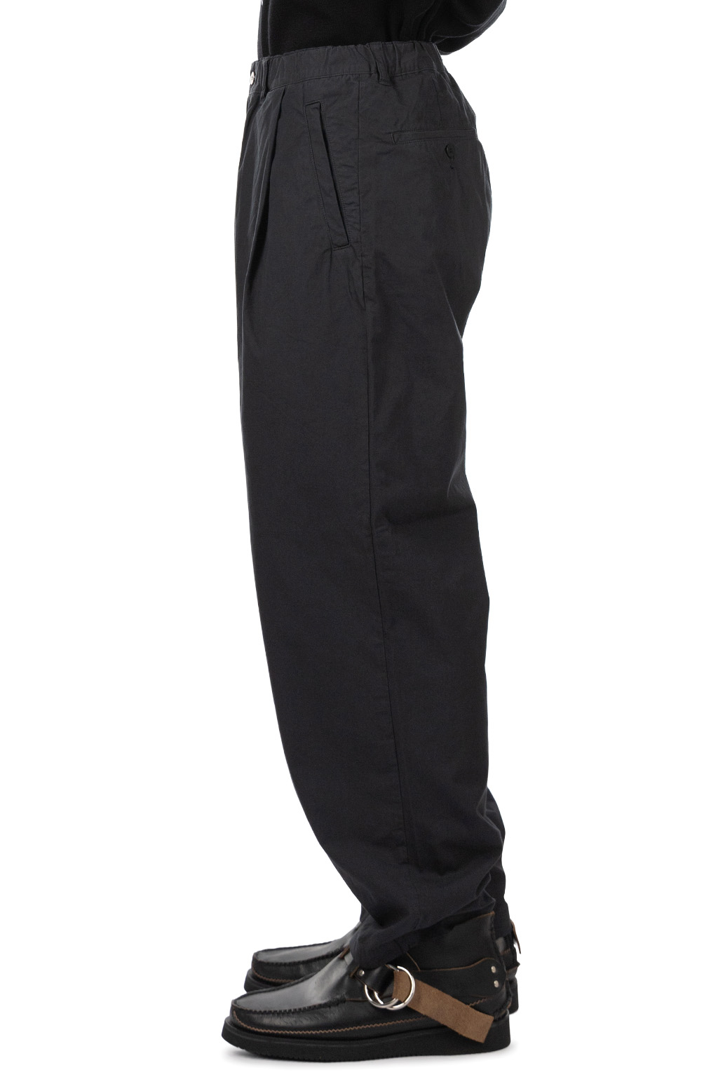 Still by hand - Garment-Dye Deep Tuck Pants - Blue Charcoal