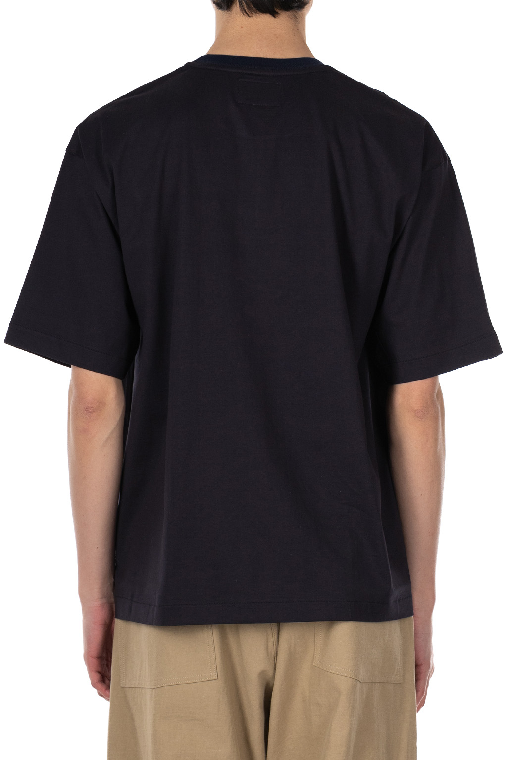 Still by hand - Knitted rib t-shirt - Black Navy