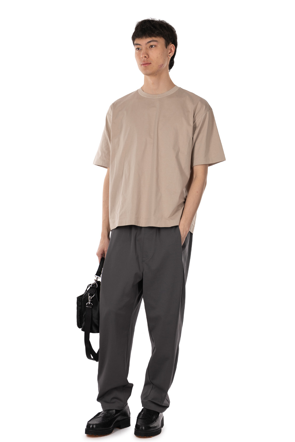 Still by hand - Knitted rib t-shirt - Sand Beige