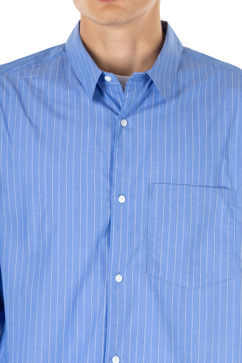 Still by hand - Regular Collar Shirt - Blue Stripe