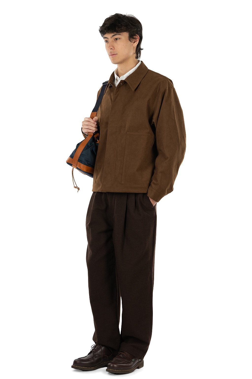 Still by hand - Synthetic Leather Short Blouson - Brown
