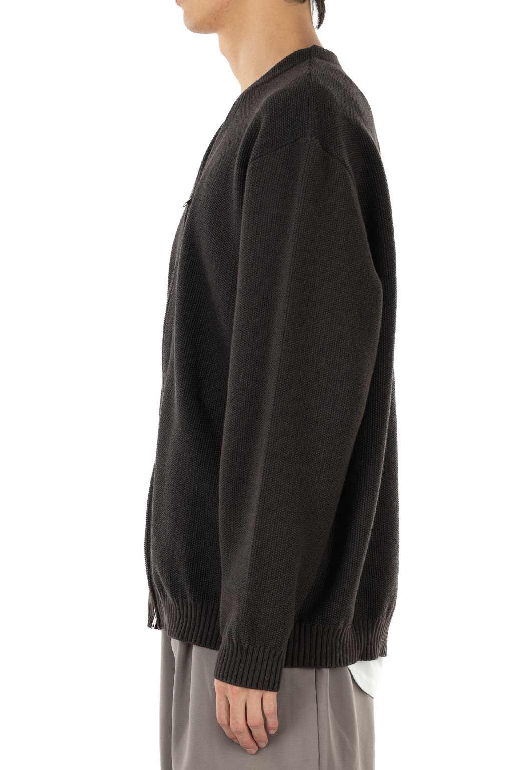 Still by hand - Zip Up Cardigan - Brown Charcoal