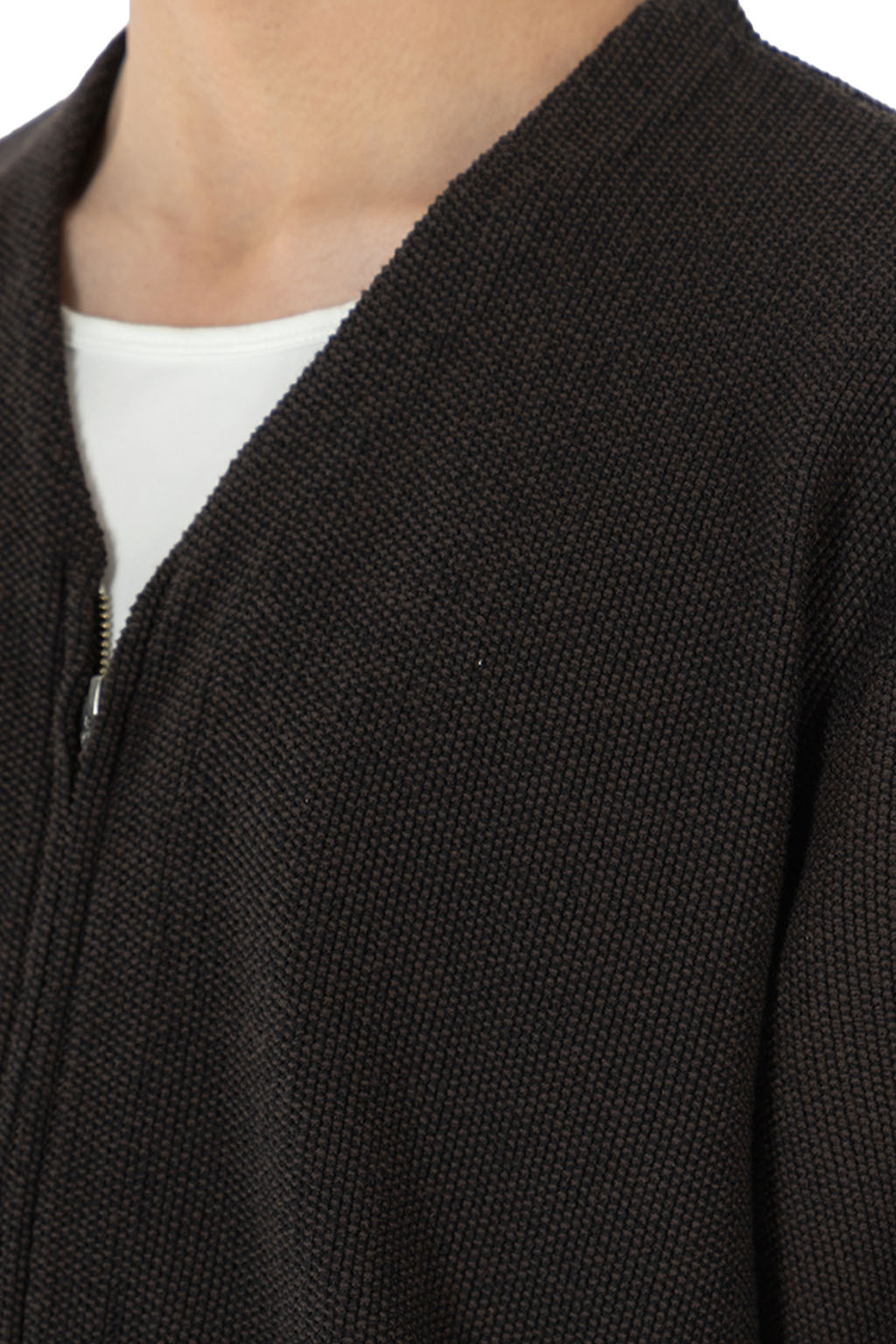 Still by hand - Zip Up Cardigan - Brown Charcoal