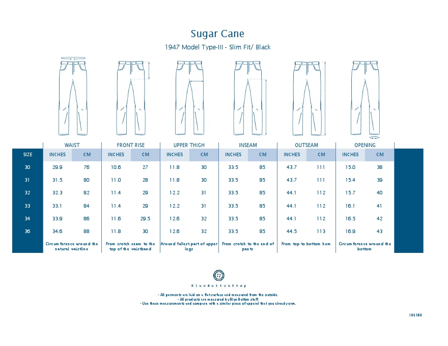 Sugar Cane 1947 Model Type-III - Slim Fit - Black