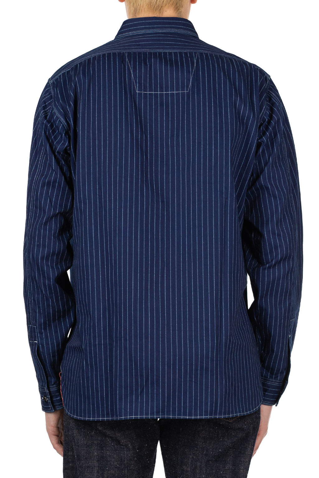 Sugar Cane - 8.5oz Wabash Stripe Work Shirt - Navy