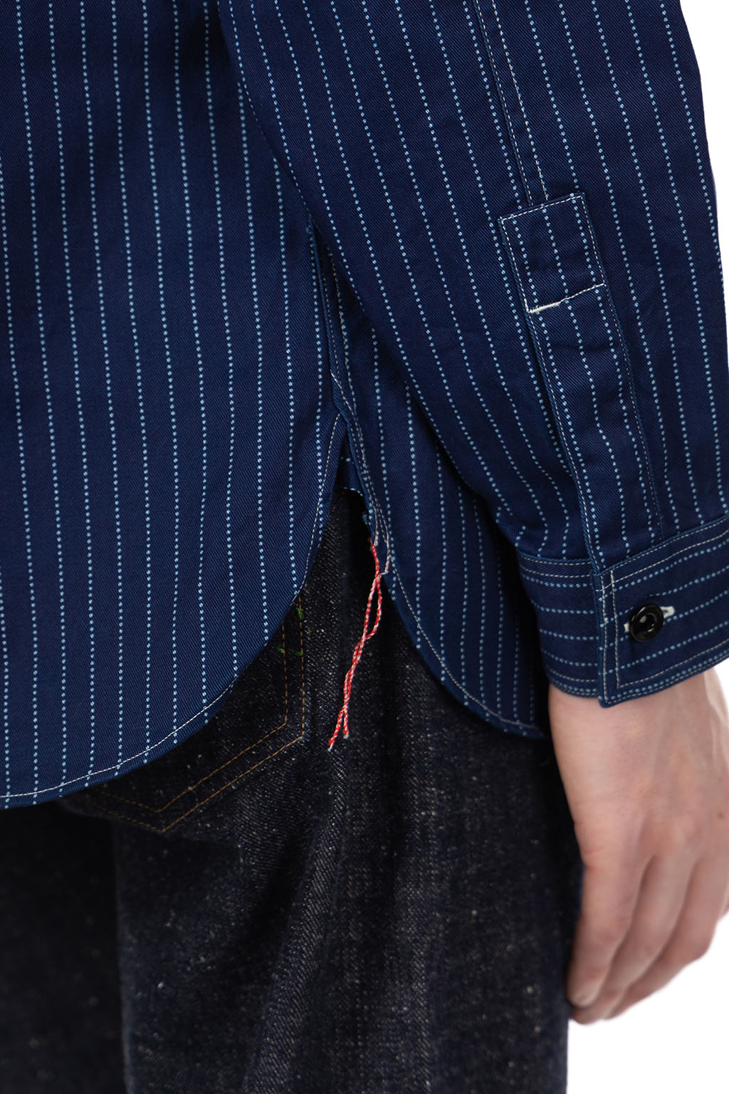 Sugar Cane - 8.5oz Wabash Stripe Work Shirt - Navy