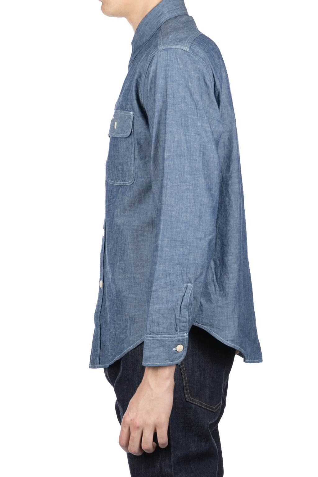 Sugar Cane - Blue Chambray LS Work Shirt 