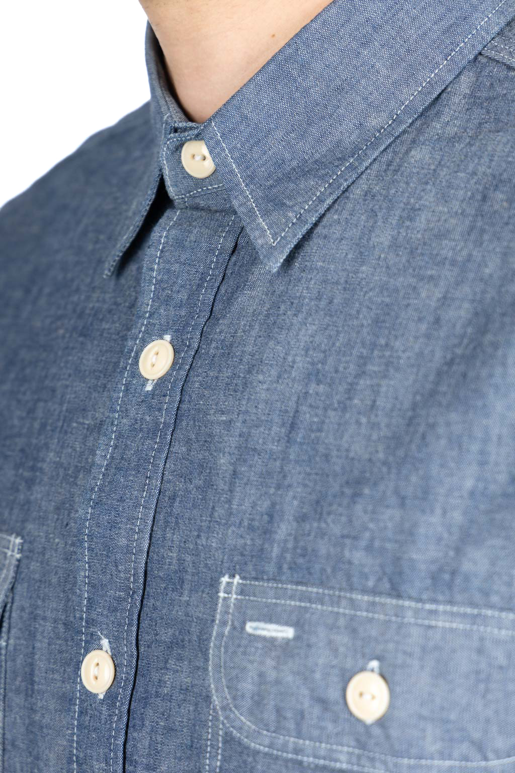 Sugar Cane - Blue Chambray LS Work Shirt 