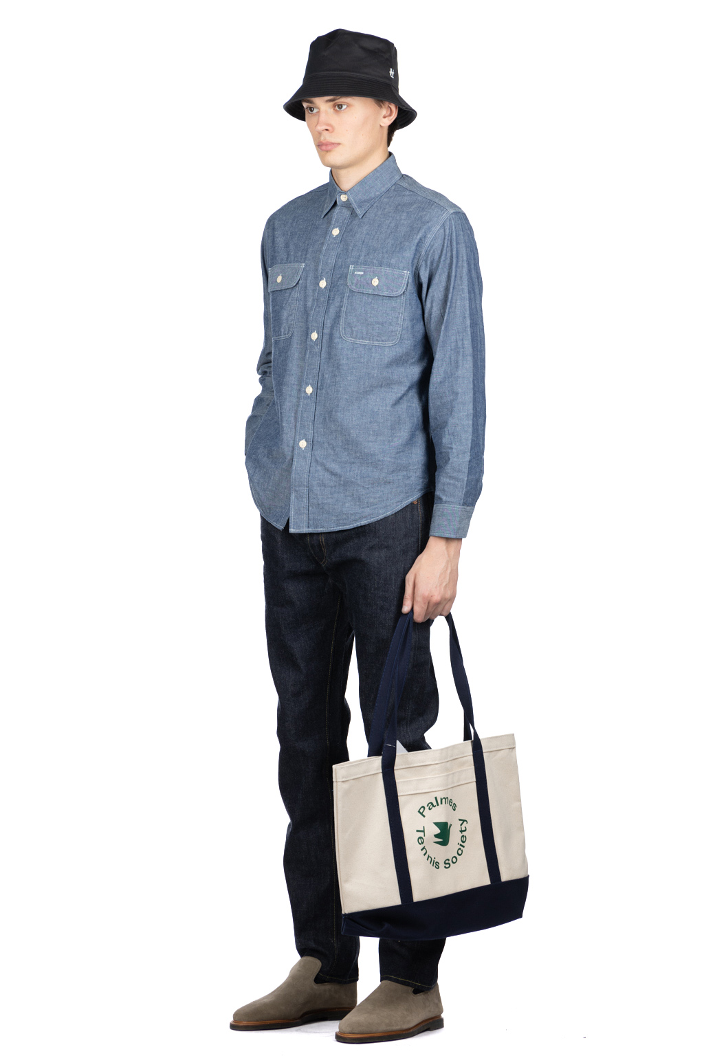Sugar Cane - Blue Chambray LS Work Shirt 