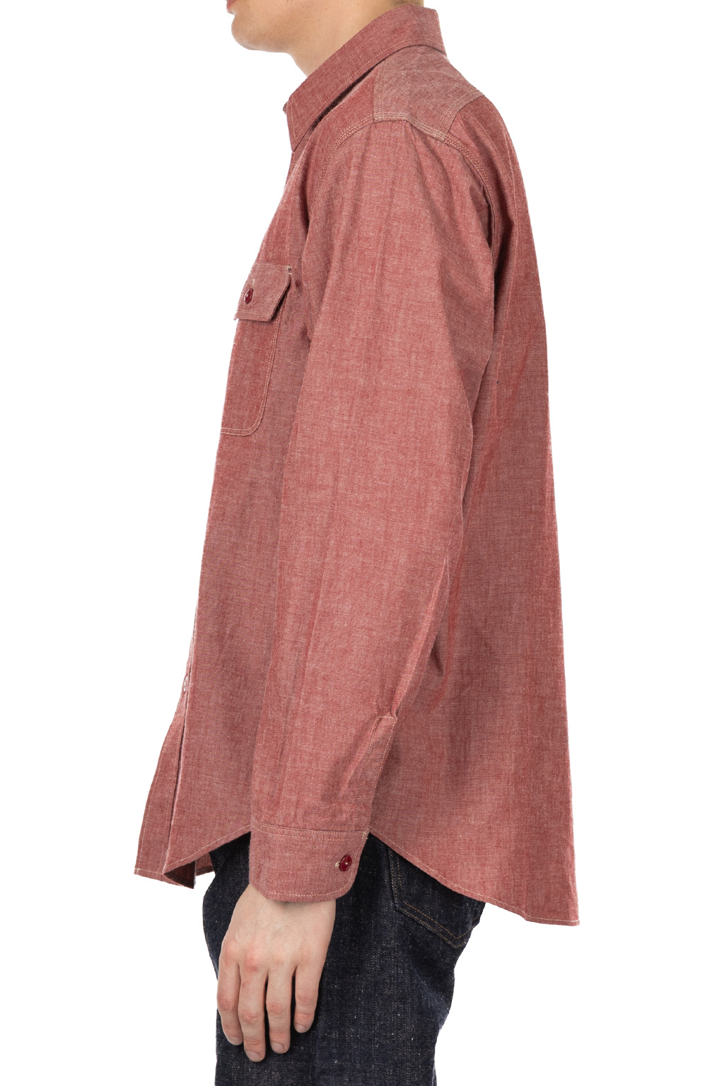 Sugar Cane - Chambray Work Shirt -Red