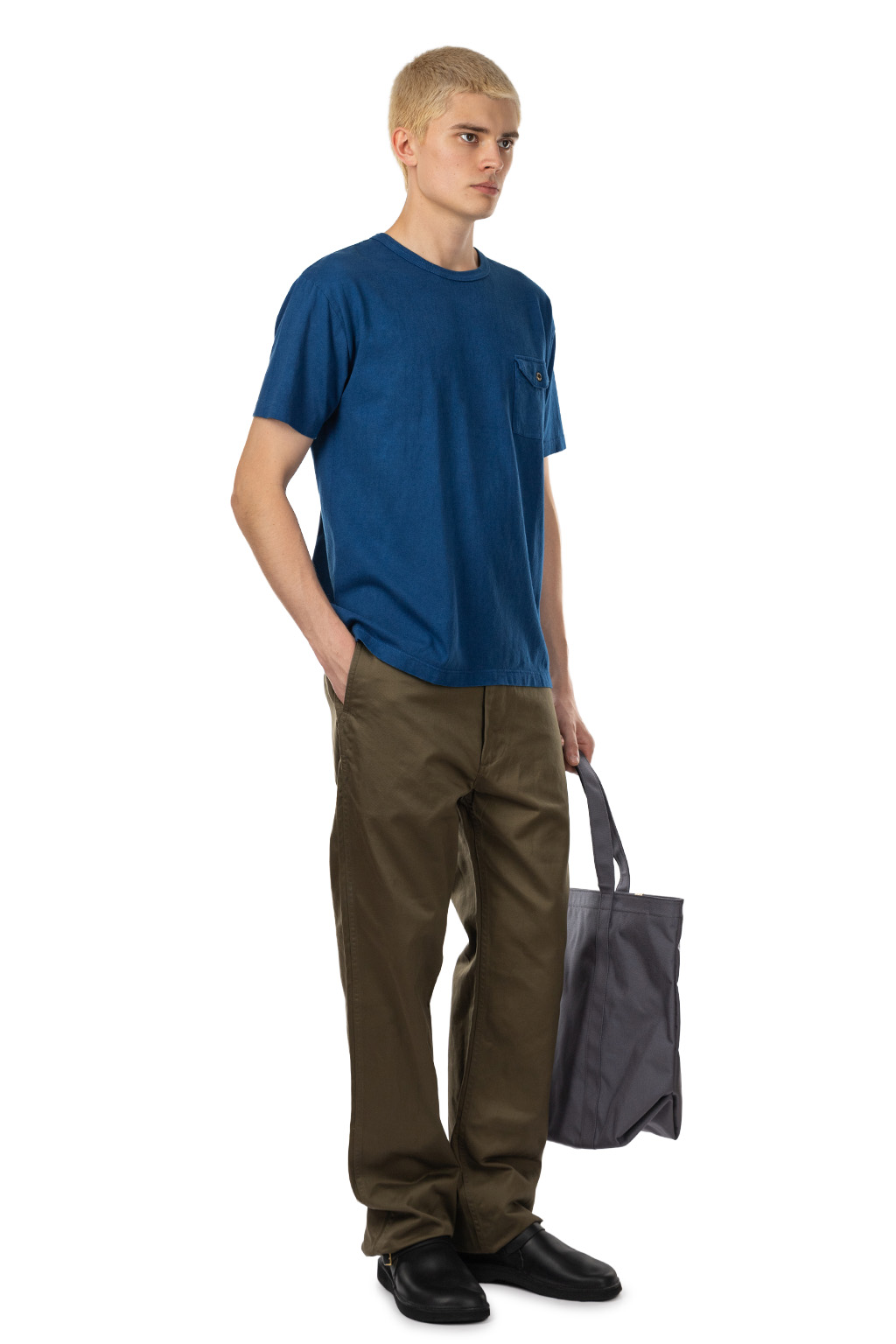 Fiction Romance - 18s Cotton Indigo Dye Pocket Tee - Blue