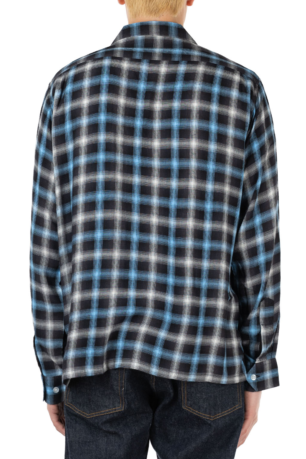 Sugar Cane - Rayon Ombre Check Open Shirt - Blue