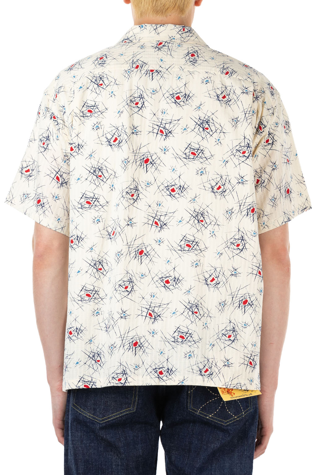 Sugar Cane - Star of Hollywood - Dobby Cotton Open Shirt - Atomic - Navy