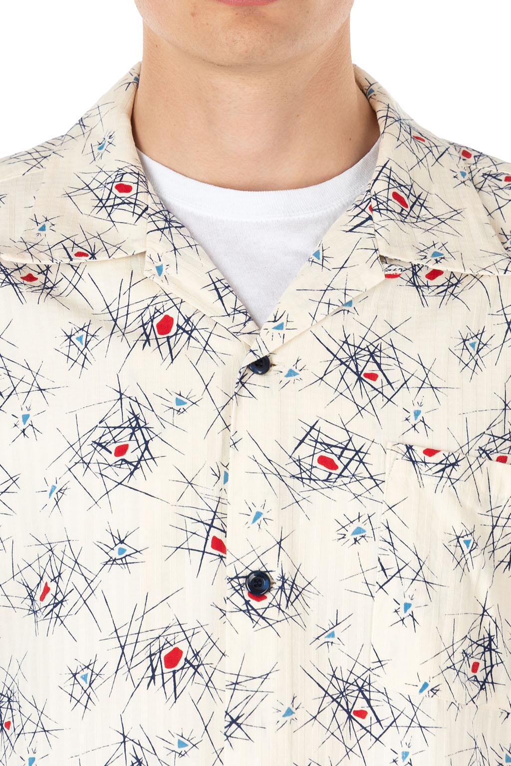 Sugar Cane - Star of Hollywood - Dobby Cotton Open Shirt - Atomic - Navy