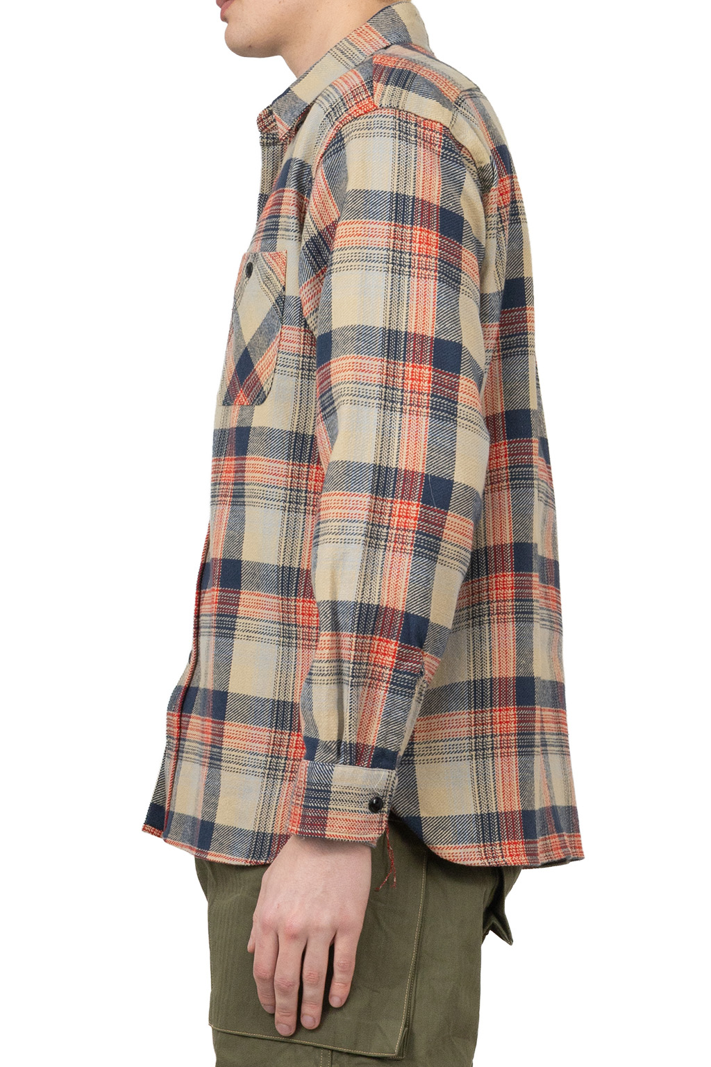 Sugar Cane - Twill Check LS Work Shirt - Grey